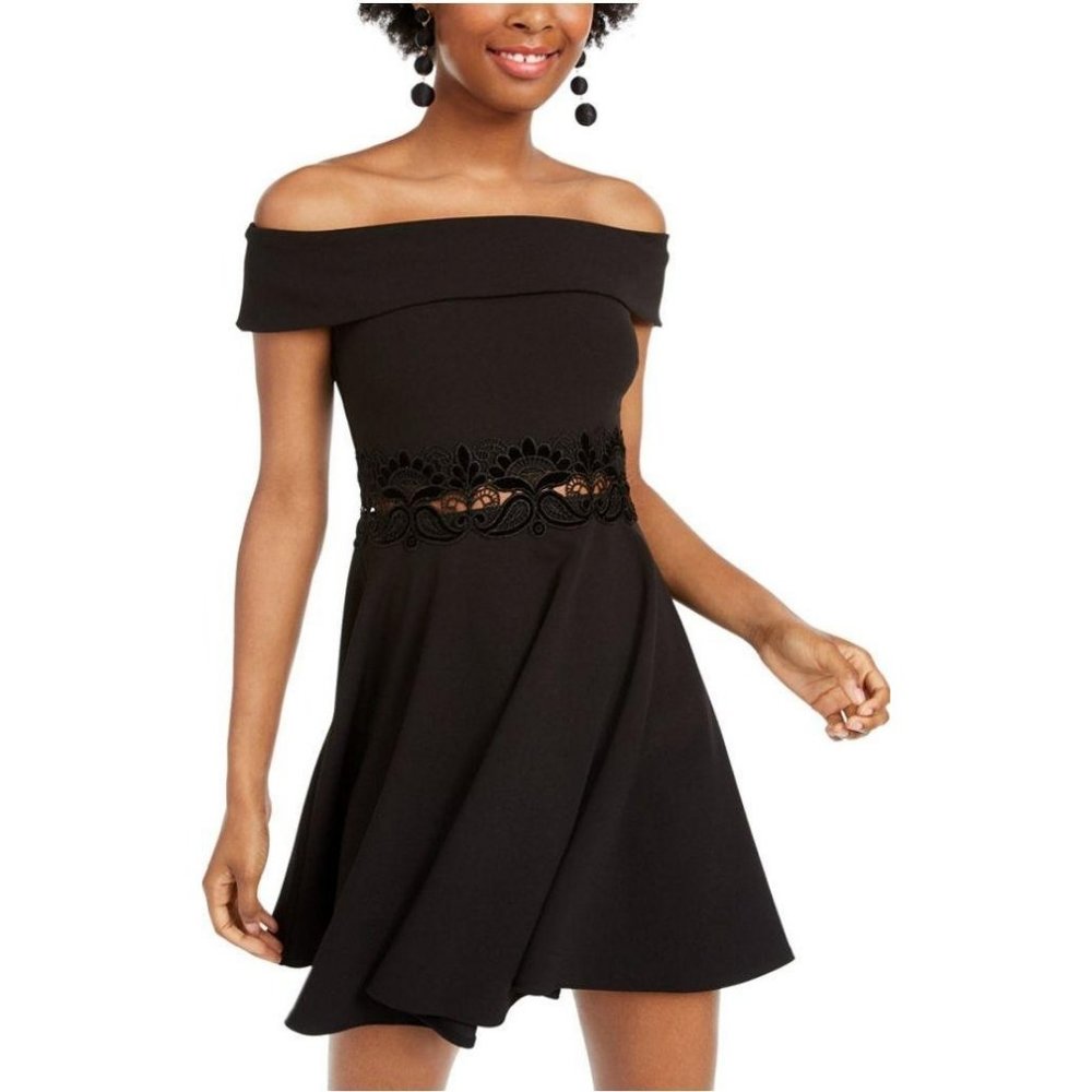 B Darlin Off-The-Shoulder Fit & Flare Dress